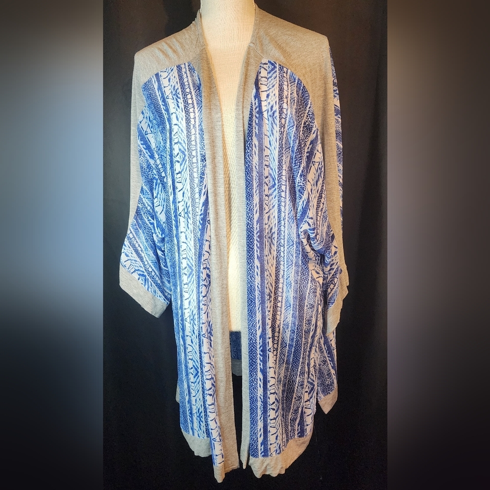 Lane Bryant 22/24 Blue and Gray Open Front Cardigan